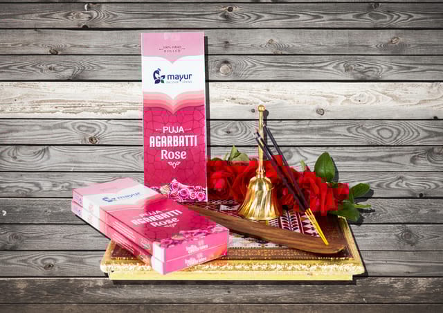 Mayur Puja Agarbatti (Rose, 4pc Pack)