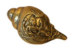 Brass Sound Shankh Conch ,Vishnu Carved Shankh