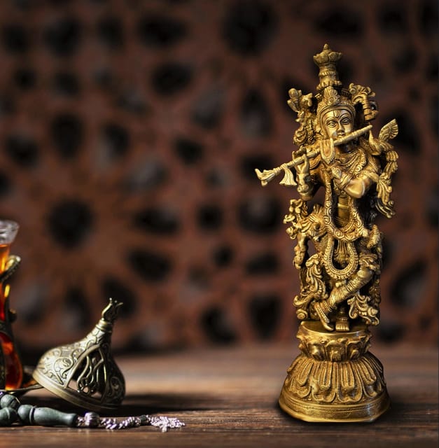 Brass Krishna Idol (20")