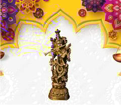 Brass Krishna Idol (20")