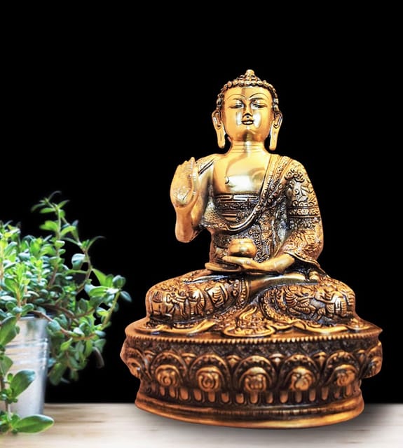 Brass Colourful Blessing Buddha (12")