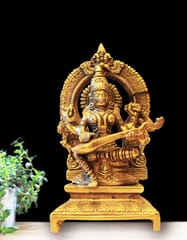 Brass Maa Saraswati Idol (7 inches)