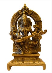 Brass Maa Saraswati Idol (7 inches)