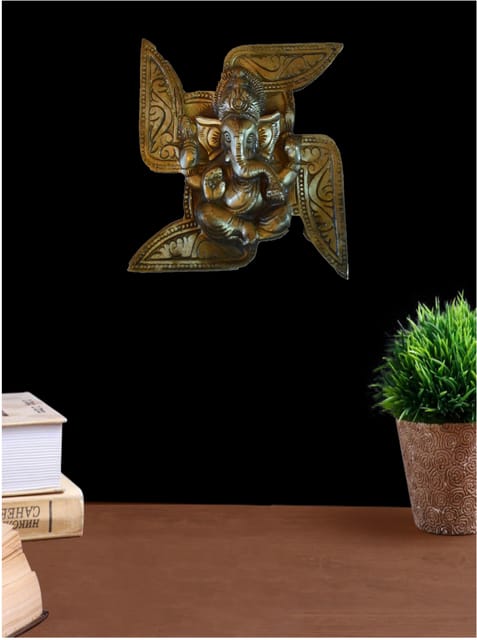 Brass Wall Hanging Swastic Ganesha (7")