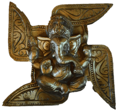 Brass Wall Hanging Swastic Ganesha (7")