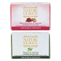 Neem & Vetiver And Blooming Rose & Almond, Natural Handmade Goatmilk Soap 100 gms each (Pack of 2)