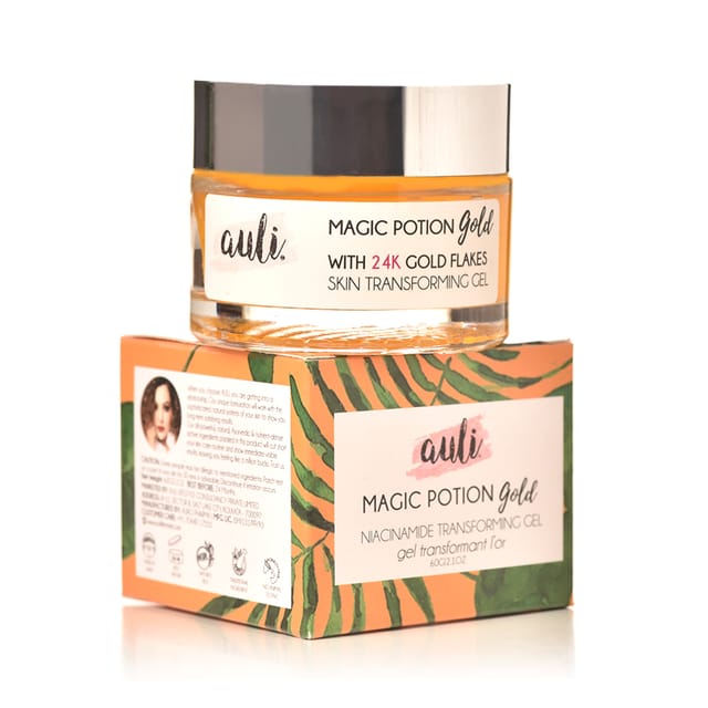 Auli Magic Potion Gold Niacinamide 24k Gold Aloevera Non-Sticky Acne-removal Skin Glowing Gel For Oil Free Face -60gm