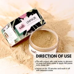 Auli Unmask Natural Multani Mitti Anti-Acne Pimple Reducing Skin Brightening Super Glow Face Pack for All Skin Types- 35gm