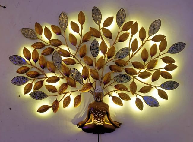 Budha sitting under Plant with LED - Wall Art 6 ( 36 / 34 inches)
