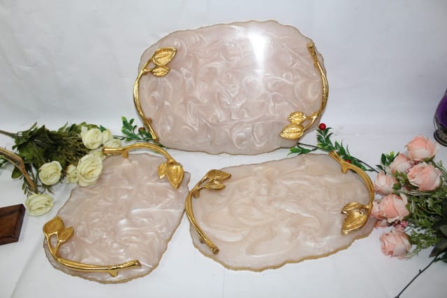 Designer Tray White Colour (14 inches / 9 inches)