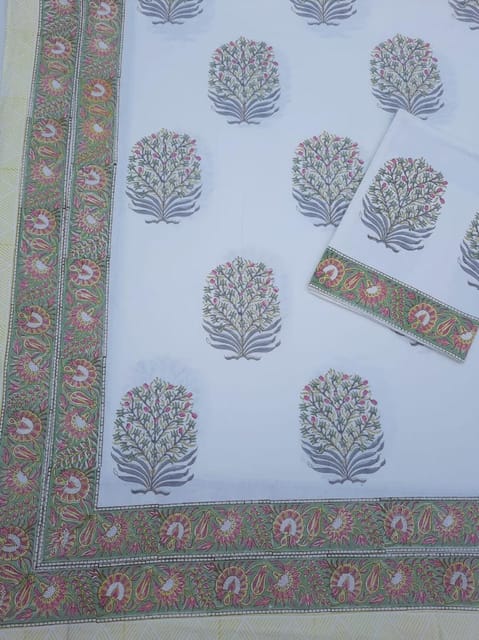 Pure Cotton Kingsize Double Bedsheet Handblock Jaipur Print