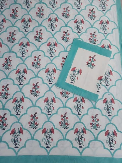 Pure Cotton Kingsize Double Bedsheet Handblock Jaipur Print