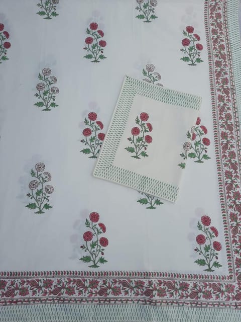 Pure Cotton Kingsize Double Bedsheet Handblock Jaipur Print