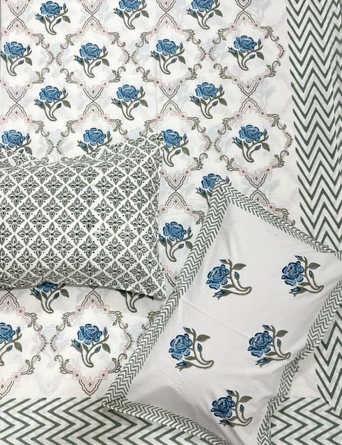 Pure Cotton Kingsize Double Bedsheet Handblock Jaipur Print