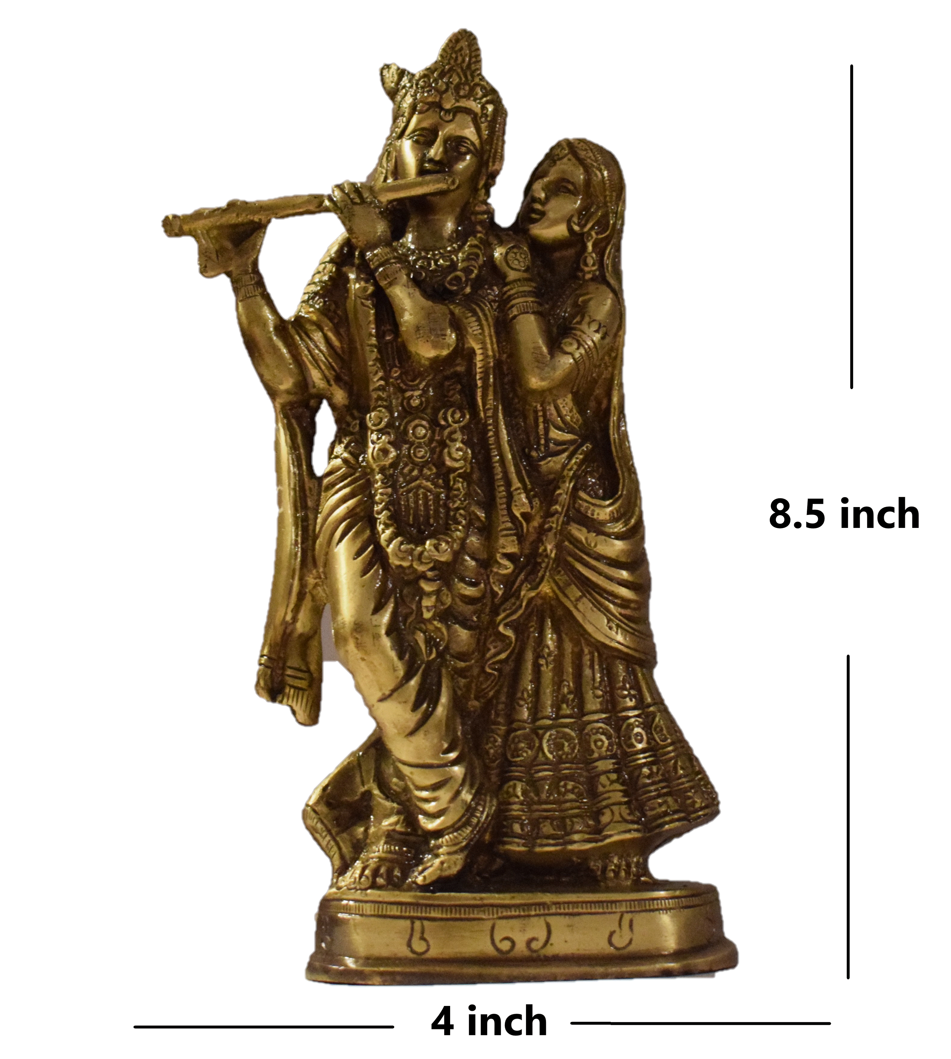 Brass Radha Krishna Statue  (8.5")